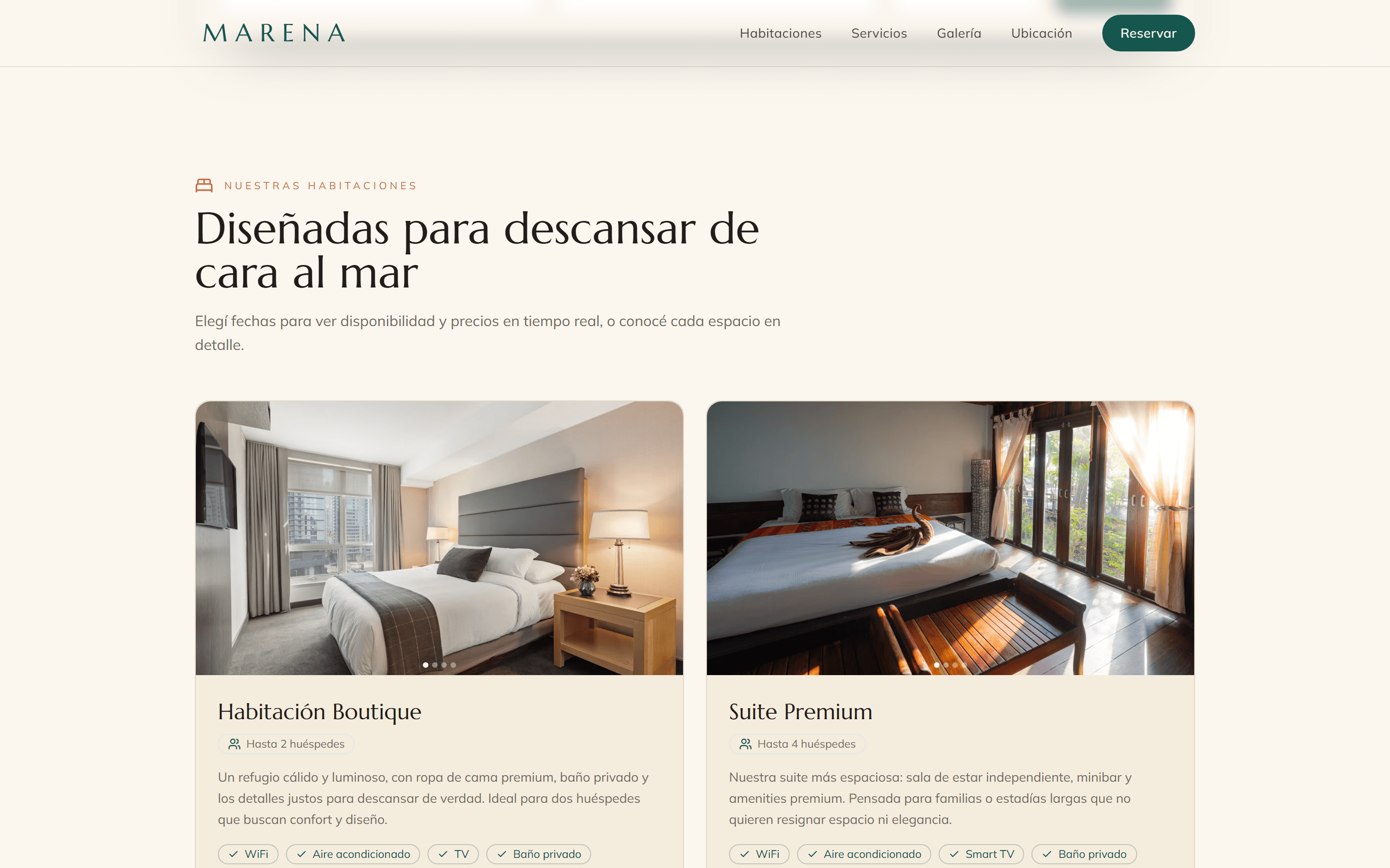Web de reservas — catálogo de habitaciones