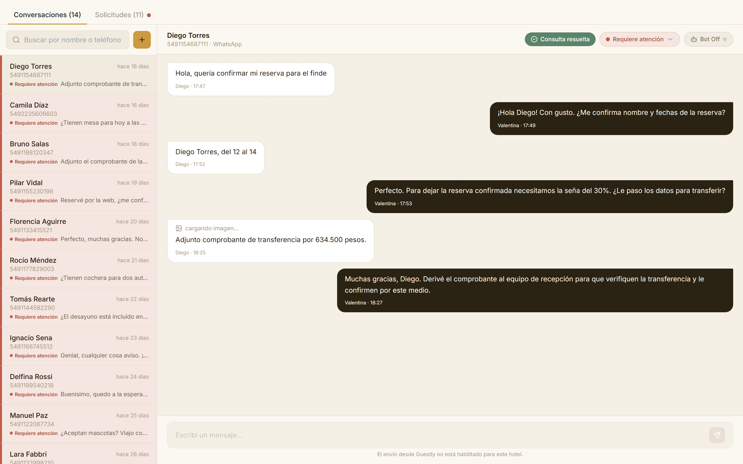 Guestly Inbox — chats de huéspedes